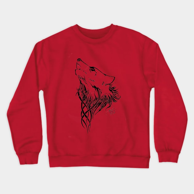 Tribal Wolf Crewneck Sweatshirt by tigressdragon